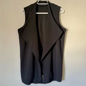 Suzy Shier Black Open Front Vest Ladies size Large Office Career wear
